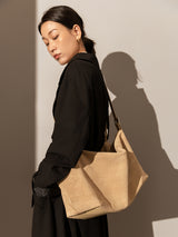 Slouchy Suede Leather Shoulder Bag - Camel
