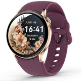 Bluetooth Smart Watch 1.43" Touch Screen Call Heart Rate Blood Pressure BT 5.3 - Purple Gold Wine