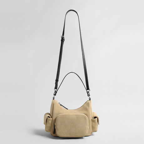 Suede Multi-Pocket Hobo Bag – Contrast Leather Shoulder & Crossbody Bag