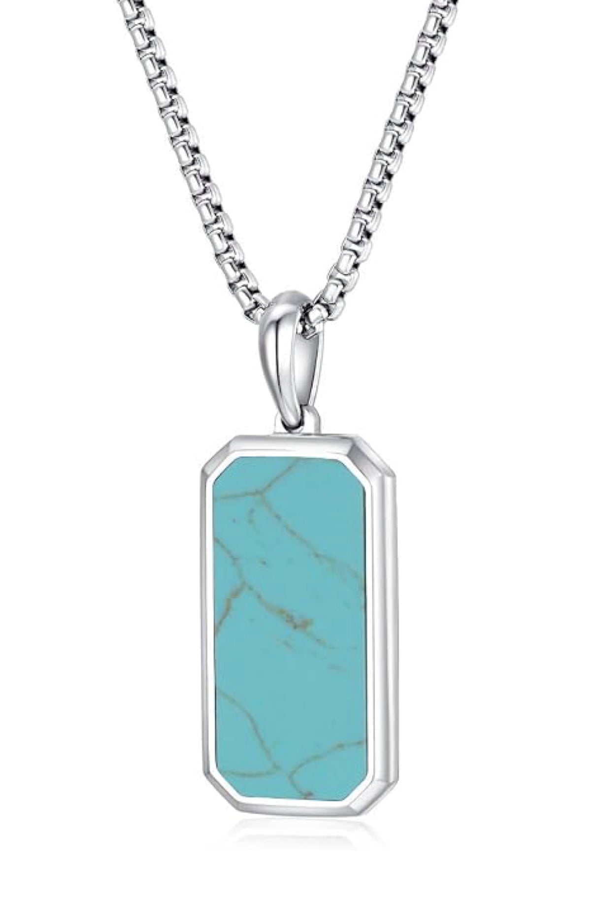 Stephen Oliver Silver Plated Turquoise Tag Modern Necklace