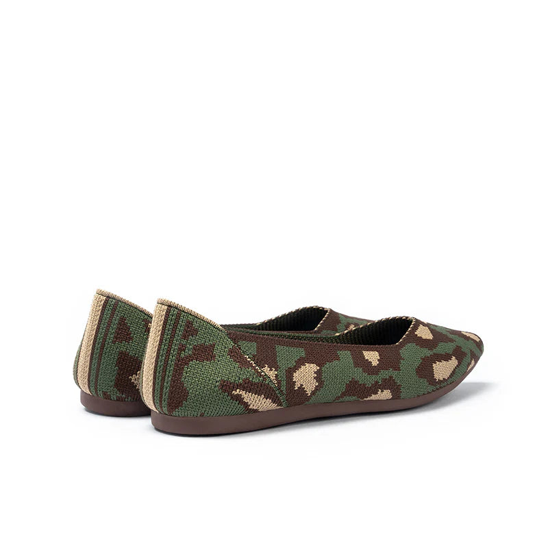 Leopard Print Pointed Toe Work Shoes - Green