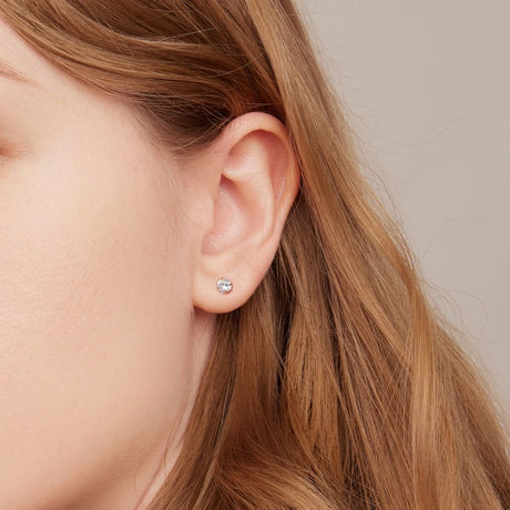Solid 925 Signature Silver Mary Anne Crystal Stud Earrings In Gold