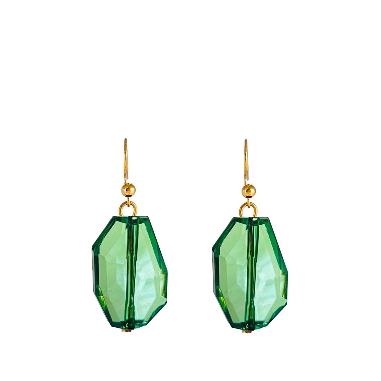 Liv Oliver 18K Gold Green Faceted Geometric Earrings