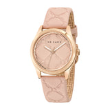 Ted Baker Womens Coolly Rose Gold-Tone Pink Embossed Leather Watch
