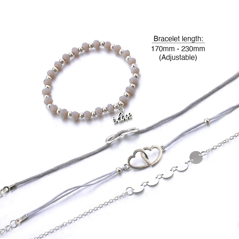 Bohemian 4-Piece Charm Bead Bracelet Set