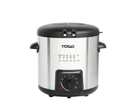 TODO 0.9L Deep Fryer Adjustable Thermostat Dial - Black Stainless Steel Housing Basket
