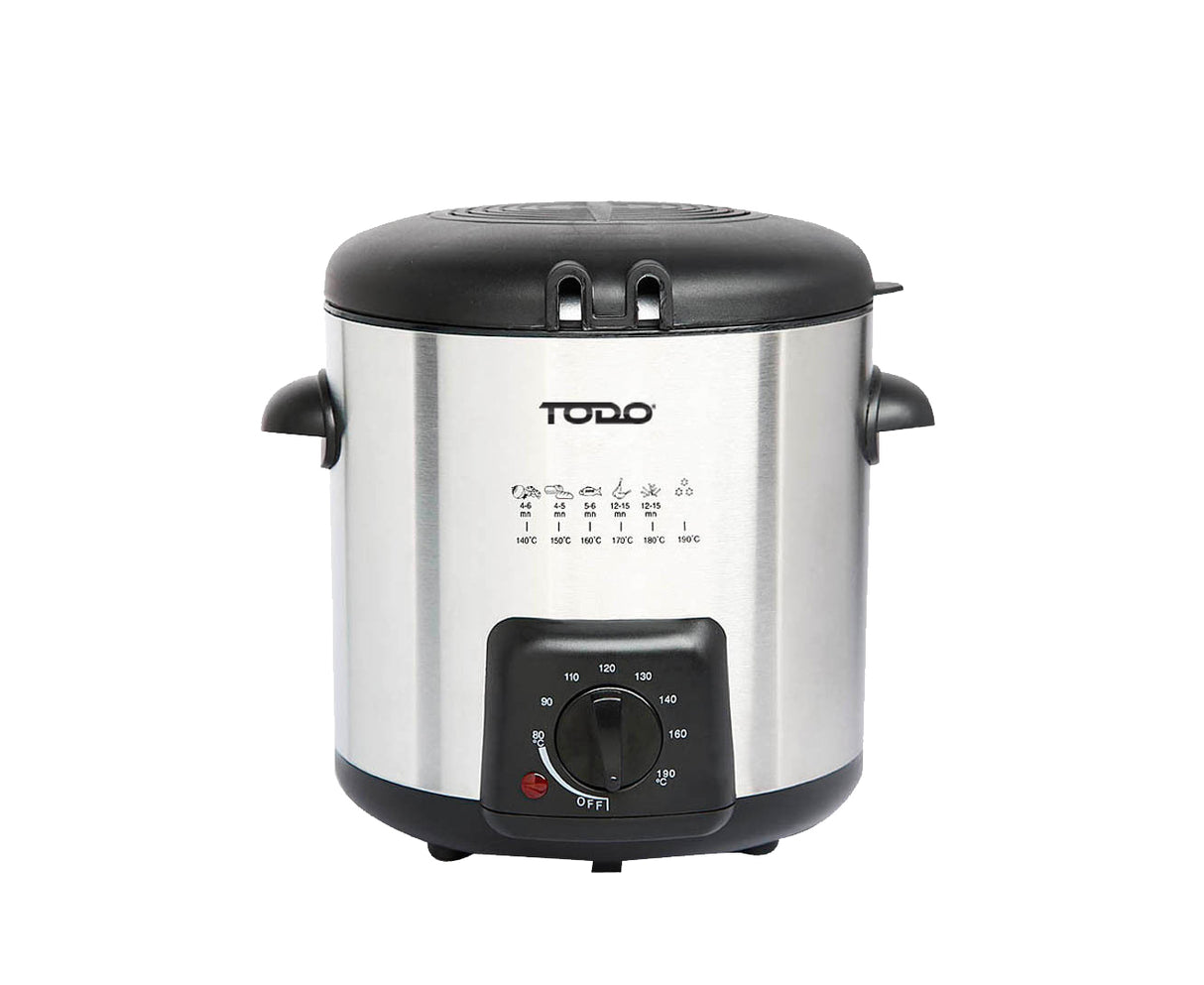 TODO 0.9L Deep Fryer Adjustable Thermostat Dial - Black Stainless Steel Housing Basket