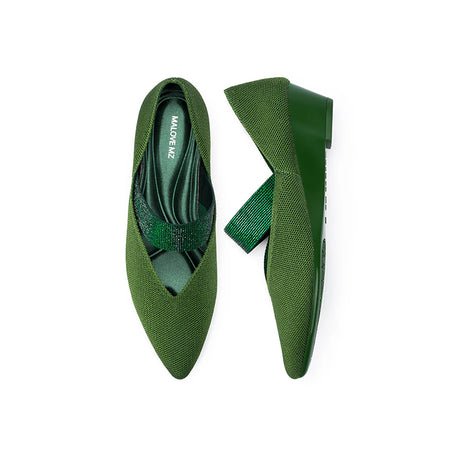 Princess Crystal Strap Mary Jane Wedges - Green