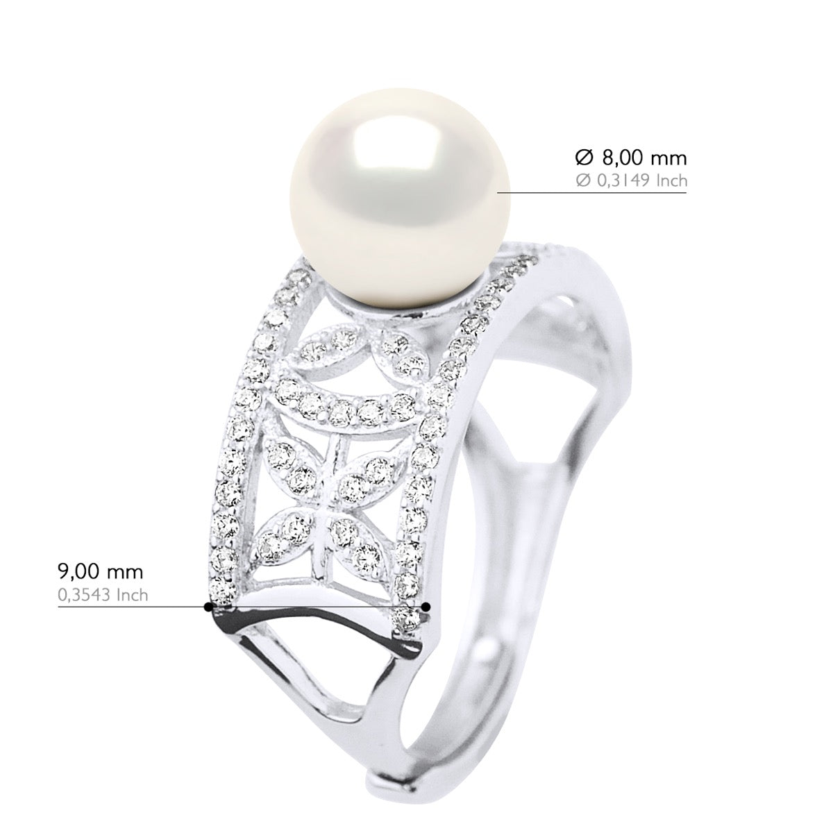 Ring Jewelry - Natural White - Ring Size adjustable - from Size 48 to Size 62 (France) - see enclosed Sizer