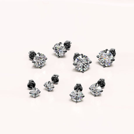 Solid 925 Signature Silver Mary Anne Crystal Stud Earrings In Black Gold