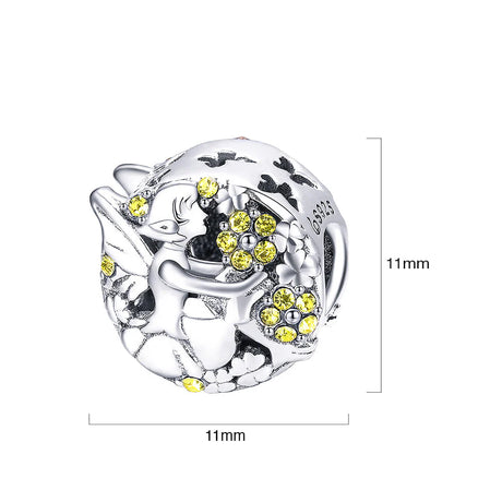Solid 925 Sterling Silver Flower Fairy Pandora Inspired Charm
