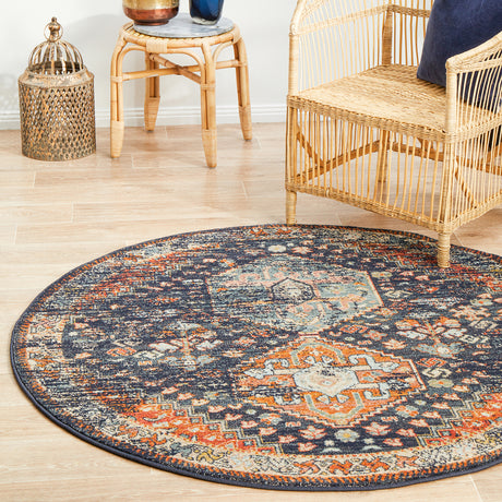Legacy 854 Navy Round Rug