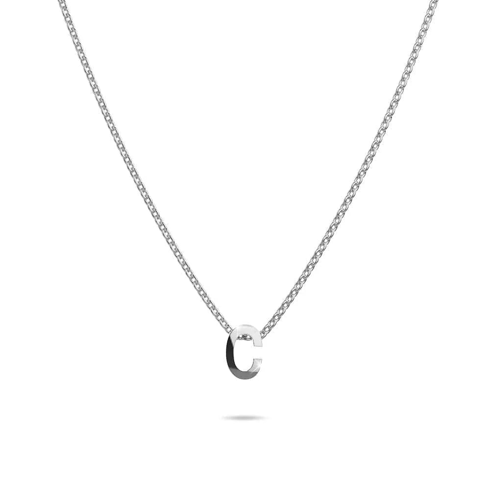 Bullion Gold Initials Brick Alphabet Letter Necklace White Gold Layered Steel Jewellery