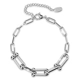 Bullion Gold Lovelock U Link Chain Bracelet White Gold - 6mm