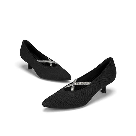 Countess Cross-Strap Kitten Heels - Black