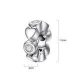 Solid 925 Sterling Silver Deep Love CZ Charm