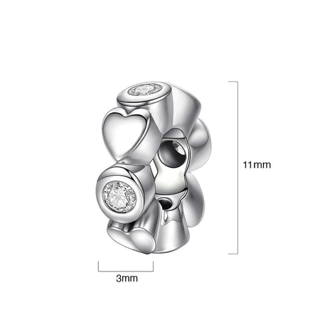 Solid 925 Sterling Silver Deep Love CZ Charm