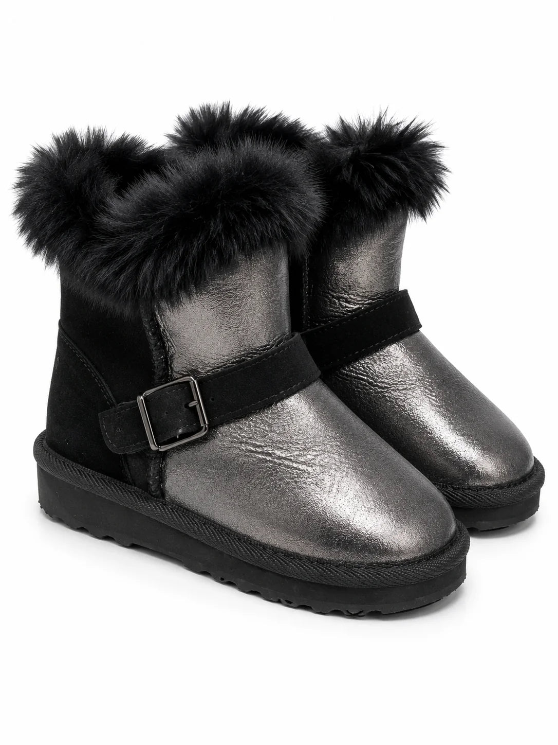 Australian Leather Ugg Kids Buckle Mini - Metallic Black - AU4