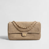 Quilted Suede Leather Shoulder Bag – Gold Chain Crossbody Bag