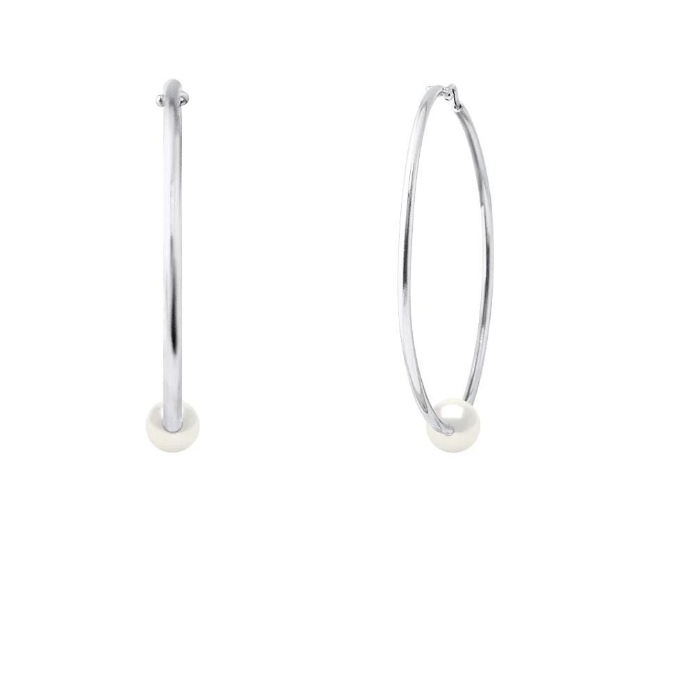 Earrings Freshwater Pearl White Sterling Silver 10-11mm