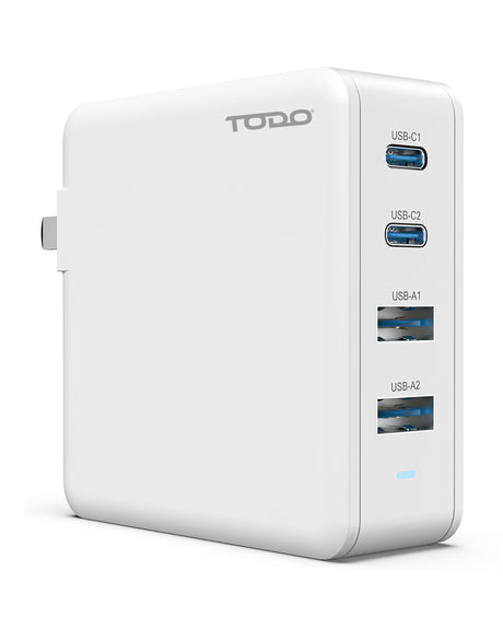 TODO 100W GaN USB C Travel Charger Adaptor Universal Charging Station 4 Port 5A World Adapter