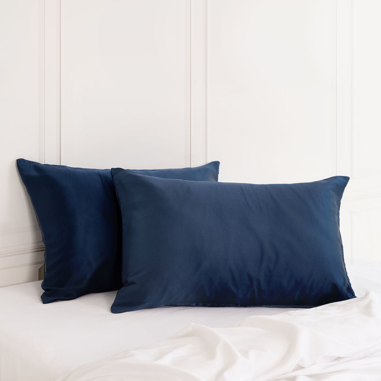 MULBERRY SILK PILLOW CASE TWIN PACK - SIZE: 51X76CM - NAVY