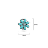 Solid 925 Signature Silver Victorian Teal Petals Stud Earrings