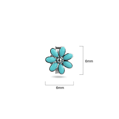 Solid 925 Signature Silver Victorian Teal Petals Stud Earrings