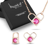 Boxed Celeste Heart Necklace and Earrings Set Embellished with SWAROVSKI® crystals