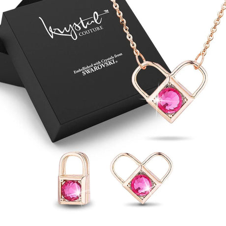 Boxed Celeste Heart Necklace and Earrings Set Embellished with SWAROVSKI® crystals