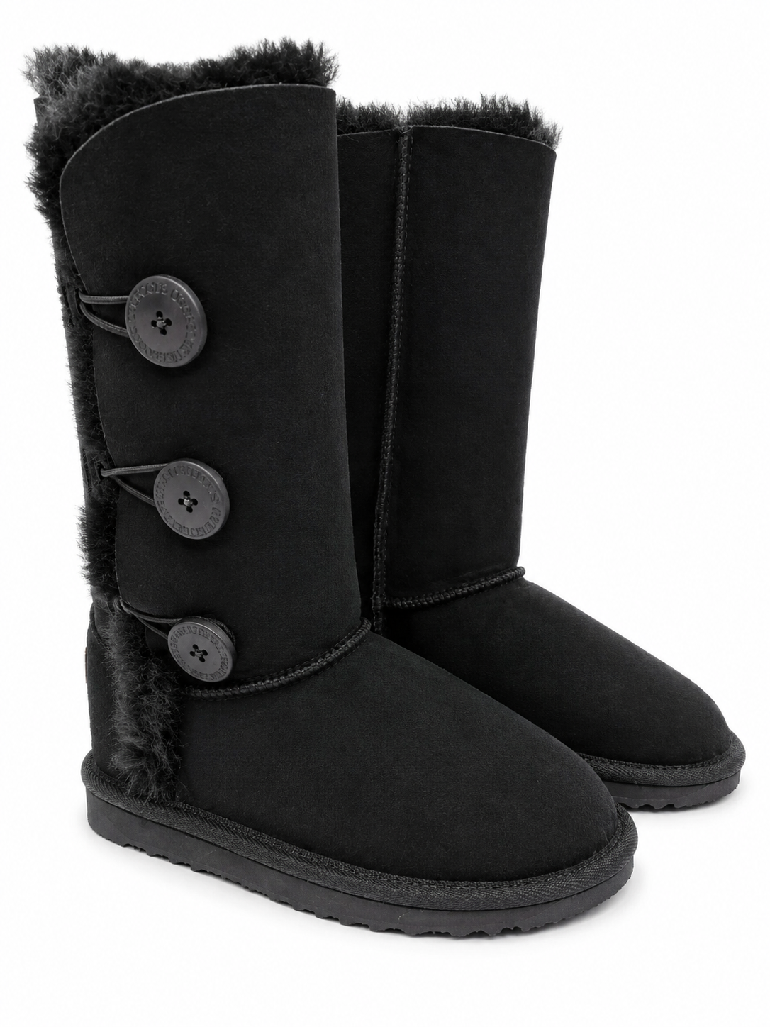 Australian Leather Ugg 3Button Classic Long - Black - AU6