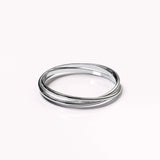 Solid 925 Sterling Silver 3 in 1 Interlink Wedding Ring