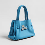 Togo Leather Structured Tote - Blue