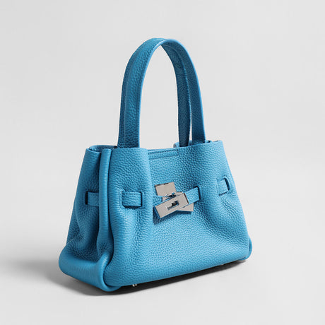 Togo Leather Structured Tote - Blue