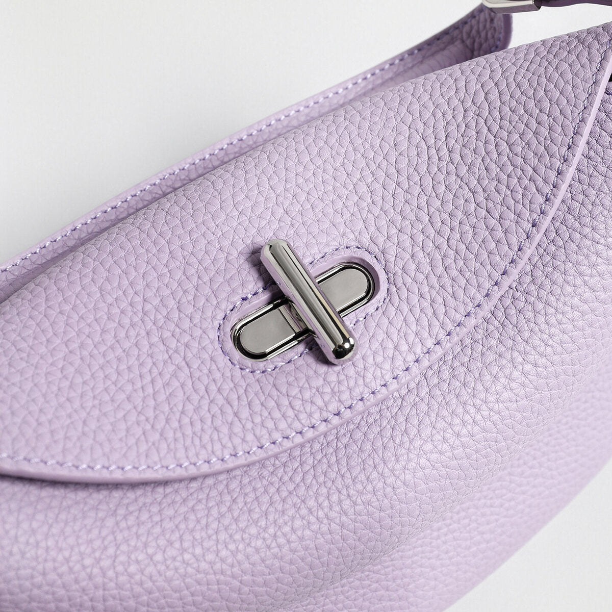 Pebbled Calfskin Half-Moon Hobo - Lilac