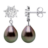 Earrings Real Cultured Tahiti Pearls Pear 8-9 mm - Longueur 42 cm