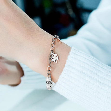 Bullion Gold Polished Charm Bracelet In White Gold
