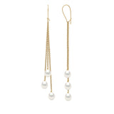 Manufacture Royale Drop Earrings Freshwater Pearl White Yellow Gold 6-7mm