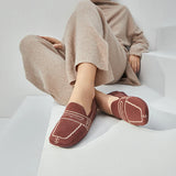 Comfortable Slip On Square Toe Loafers - Wine
