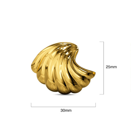 Bullion Gold Ridged Shell Gold layered Stud Earrings