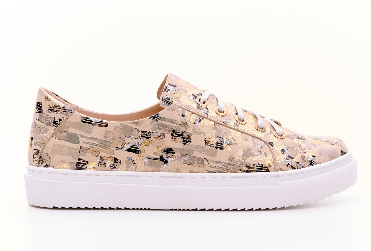 Bosccolo Womens Sneakers - Beige/Gold