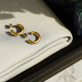 Bullion Gold Solid C-Hoop Gold Layered Earrings