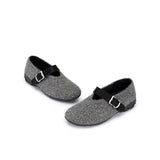 Fuzzy Mary Jane Flats - Grey