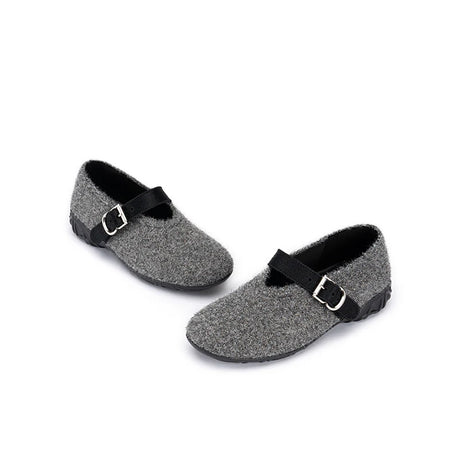 Fuzzy Mary Jane Flats - Grey