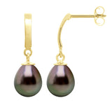 Earrings Prestige Articulated In Yellow Gold 375 and Real Cultured Tahiti Pearls 8-9 mm - Longueur 42 cm