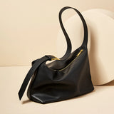 Nalandu Soft Leather Slouch Shoulder Hobo Bag - Black