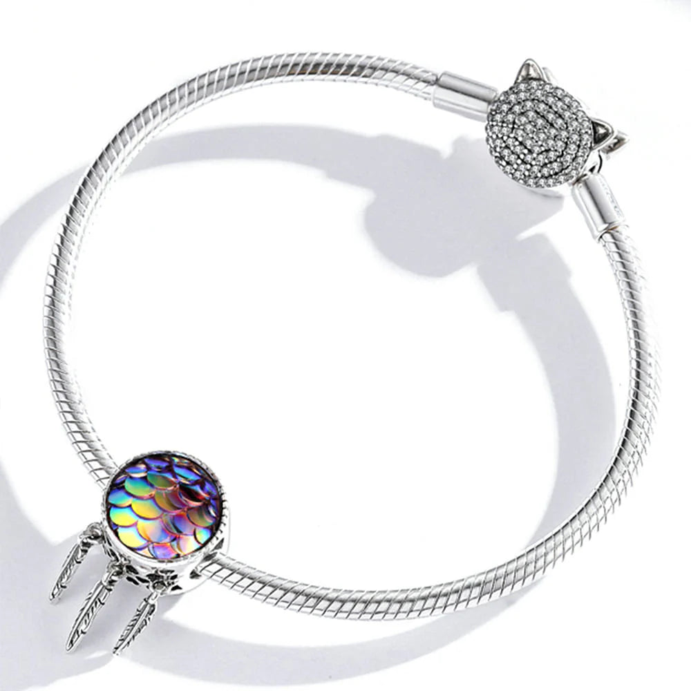 Solid 925 Sterling Silver Sweet Mermaid Pandora Inspired Bead Charm
