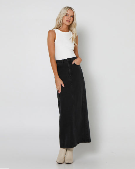 Lost In Lunar Women's Oslo Maxi Skirt - Black Denim
