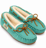 Australian Leather Ugg Moccasin Slippers - Aqua - AU4