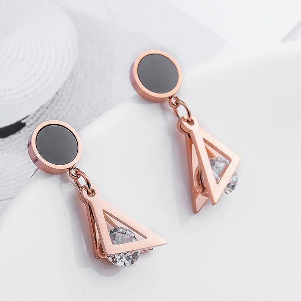 Bullion Gold Geometric Triangle Drop Earrings